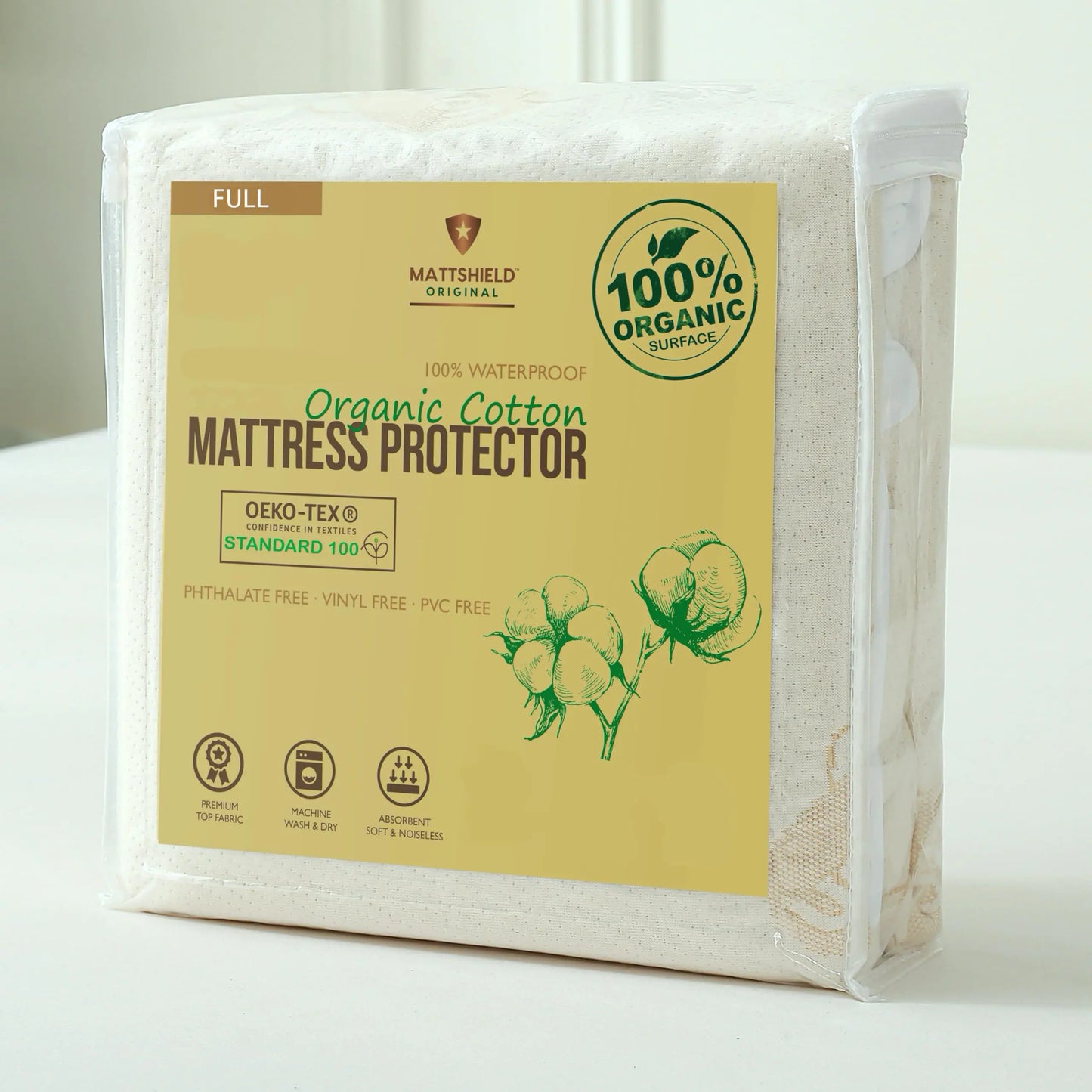Waterproof Organic Mattress Protector Full - Organic Cotton Breathable Mattress Pad Cover - 200 GSM Comfort - Deep Pocket - Fitted Comfort - Regenerative Marketplace