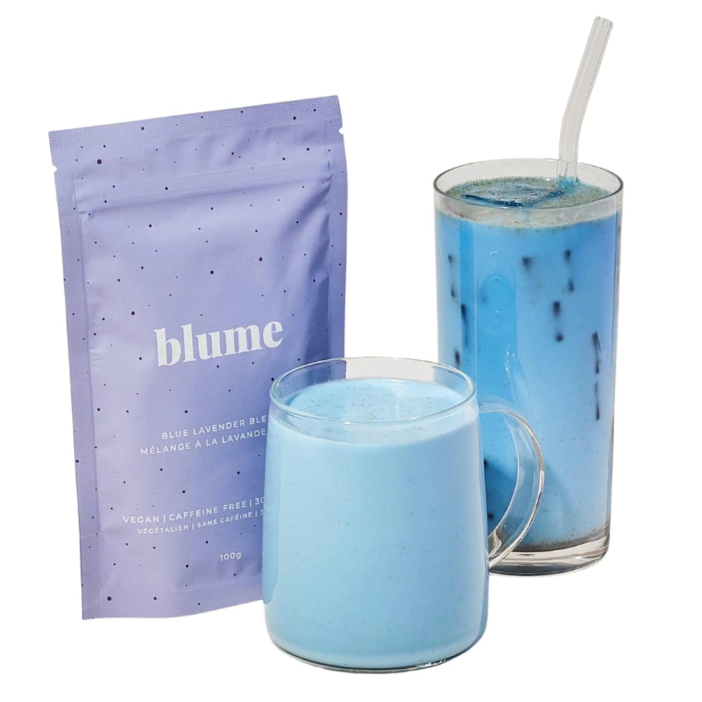 Blume Blue Lavender Latte - Calming Lavender Powder for Drinks - Lavender Milk Tea Drink Mix with Blue Spirulina and Coconut Milk - 30 Servings - Regenerative Marketplace