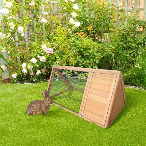 Wooden A - frame Outdoor Rabbit Cage Small Animal Cage - Regenerative Marketplace