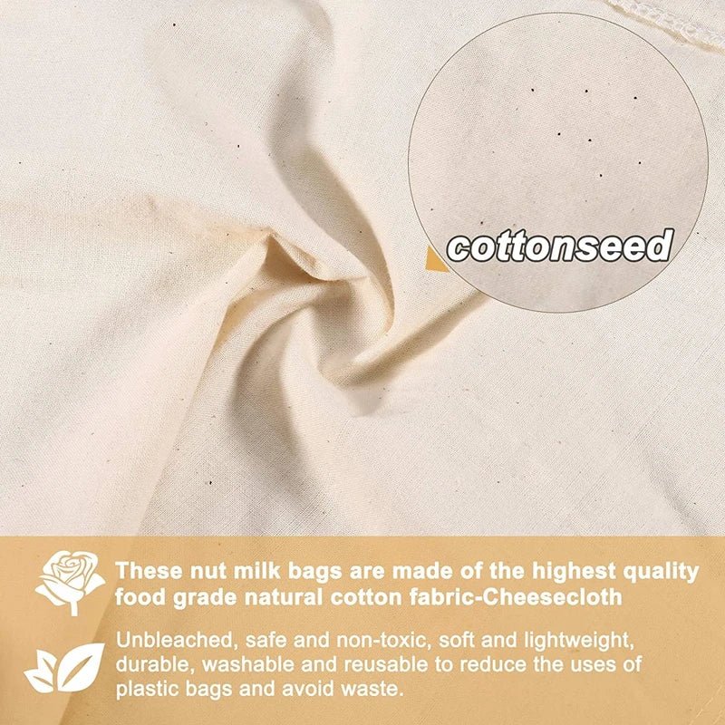 Nut Milk Bags Reusable Organic Cotton Nut Bag for Almond Milk Juice Cold Brew Coffee Tea Yogurt Filter Strainers Mesh Cheese Bag - Regenerative Marketplace