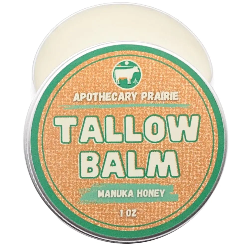 Apothecary Prairie Tallow Balm with Manuka Honey Organic Beeswax Organic Shea Butter Organic Jojoba Oil and Vitamin E - For Moisturizing Lips Face and Body - (1oz) - Regenerative Marketplace