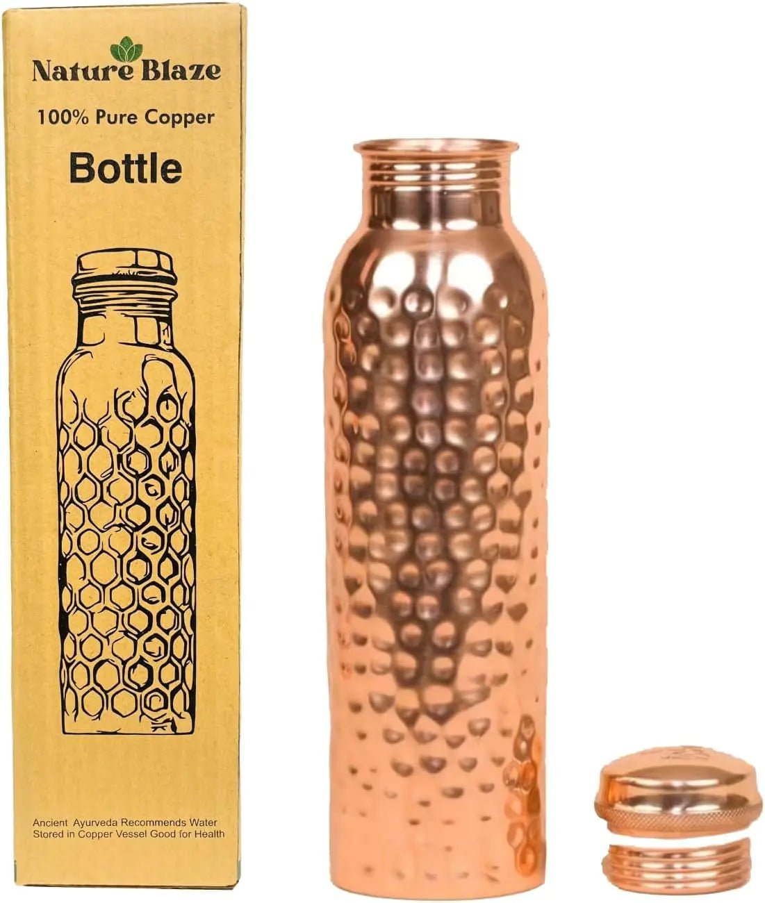 Billion Deals Copper Hammered Ayurvedic Water Bottle Sport Fitness Yoga Leak Proof - 1000ML - Regenerative Marketplace