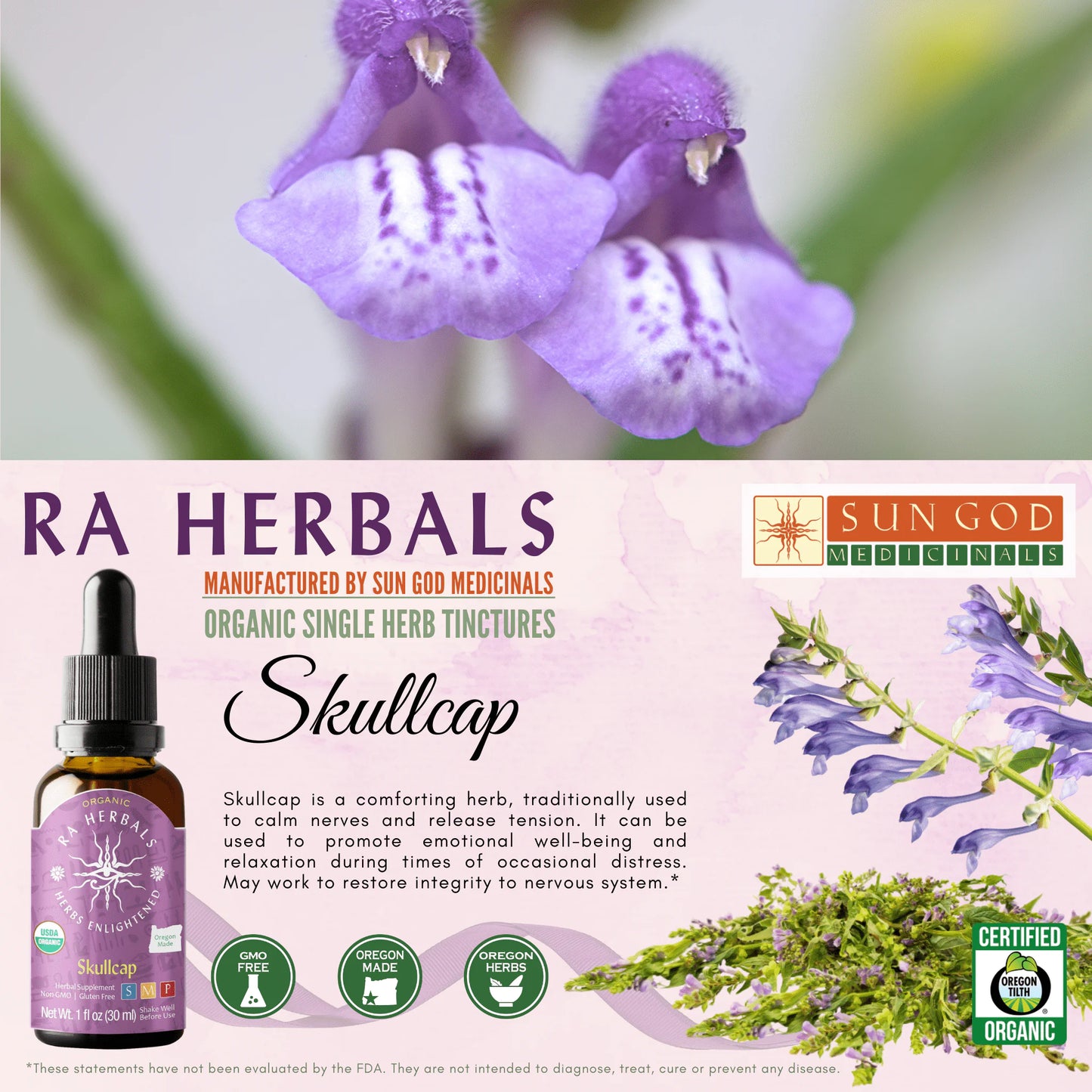 Ra Herbals Certified Organic Skullcap Tincture - Regenerative Marketplace