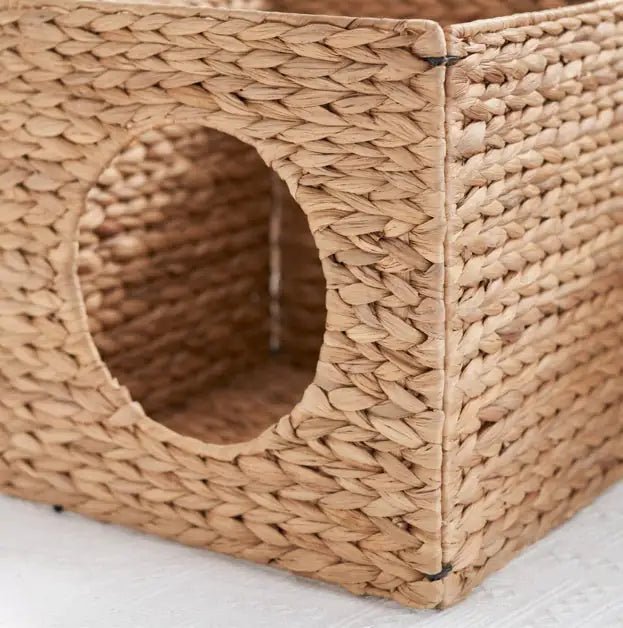 Weaving Rattan Square Cat Bed Cave - Regenerative Marketplace