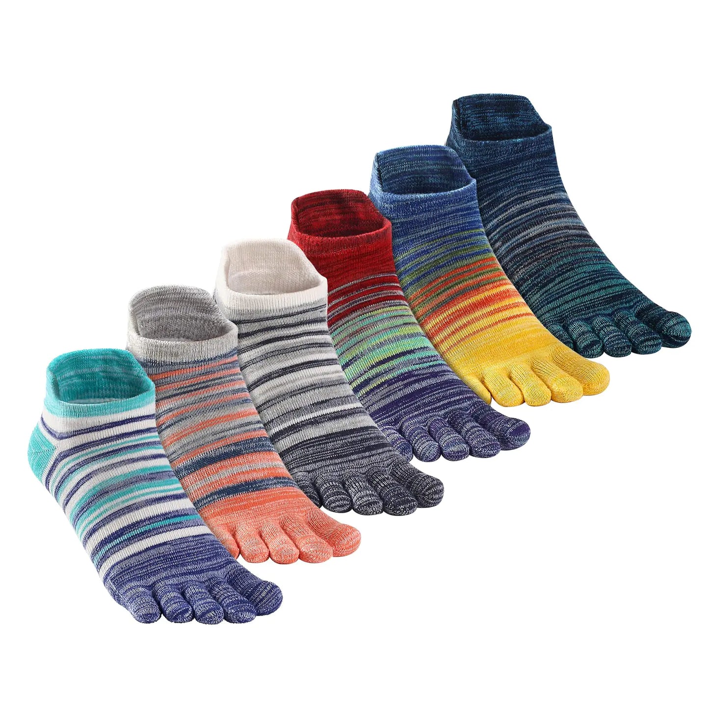OrrinSports Toe Socks for Men Women Striped Running Socks Cotton Ankle Five Finger Socks 6 Pairs - Regenerative Marketplace
