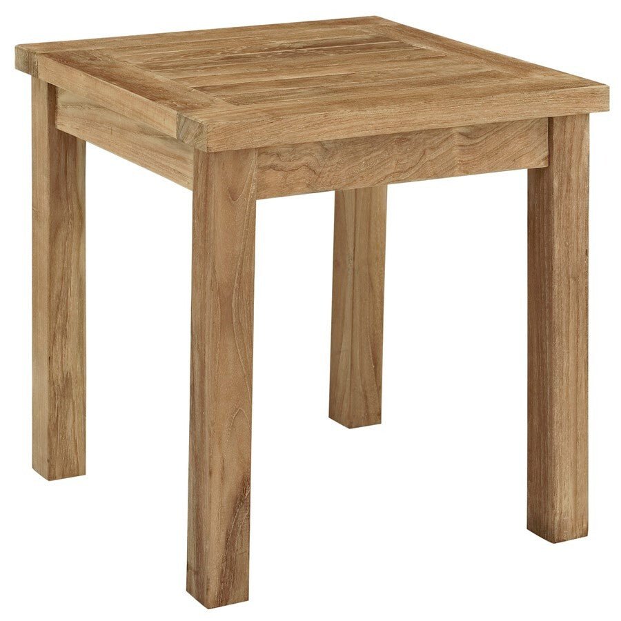 Modway Furniture Marina Outdoor Patio Teak Side Table, Natural - EEI - 1155 - NAT - Regenerative Marketplace