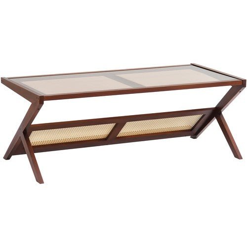 Rattan Coffee Table Z - Shaped Rattan Coffee Table 1 - Tier for Living Room - Regenerative Marketplace