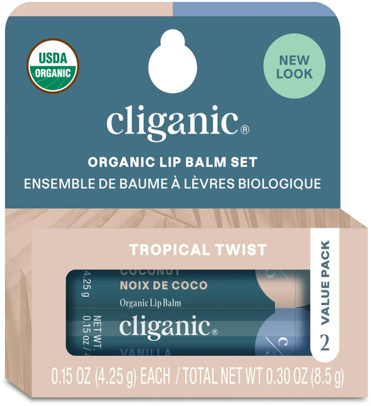 Cliganic Organic Lip Balm 2 Pack - Tropical Twist - Regenerative Marketplace