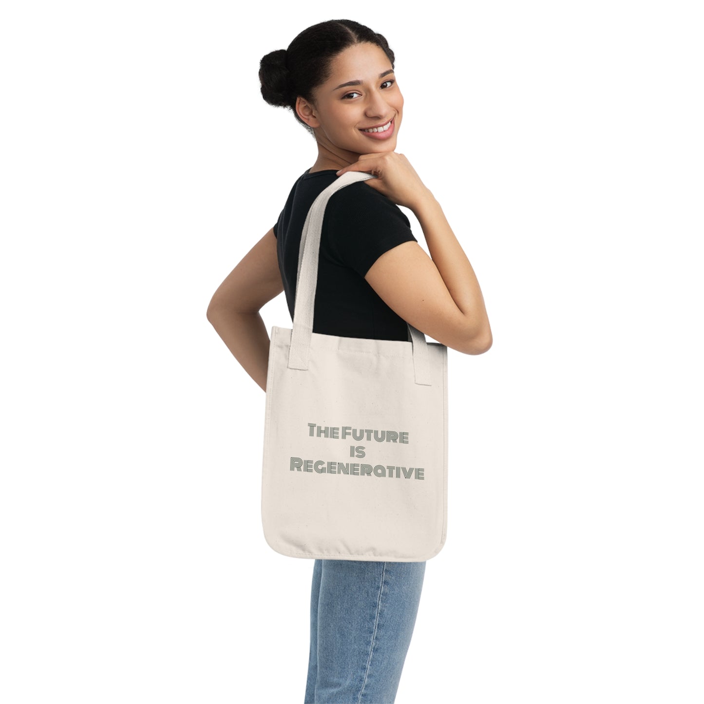 Eco - Friendly Organic Canvas Tote Bag - 'The Future is Regenerative' Design - Regenerative Marketplace