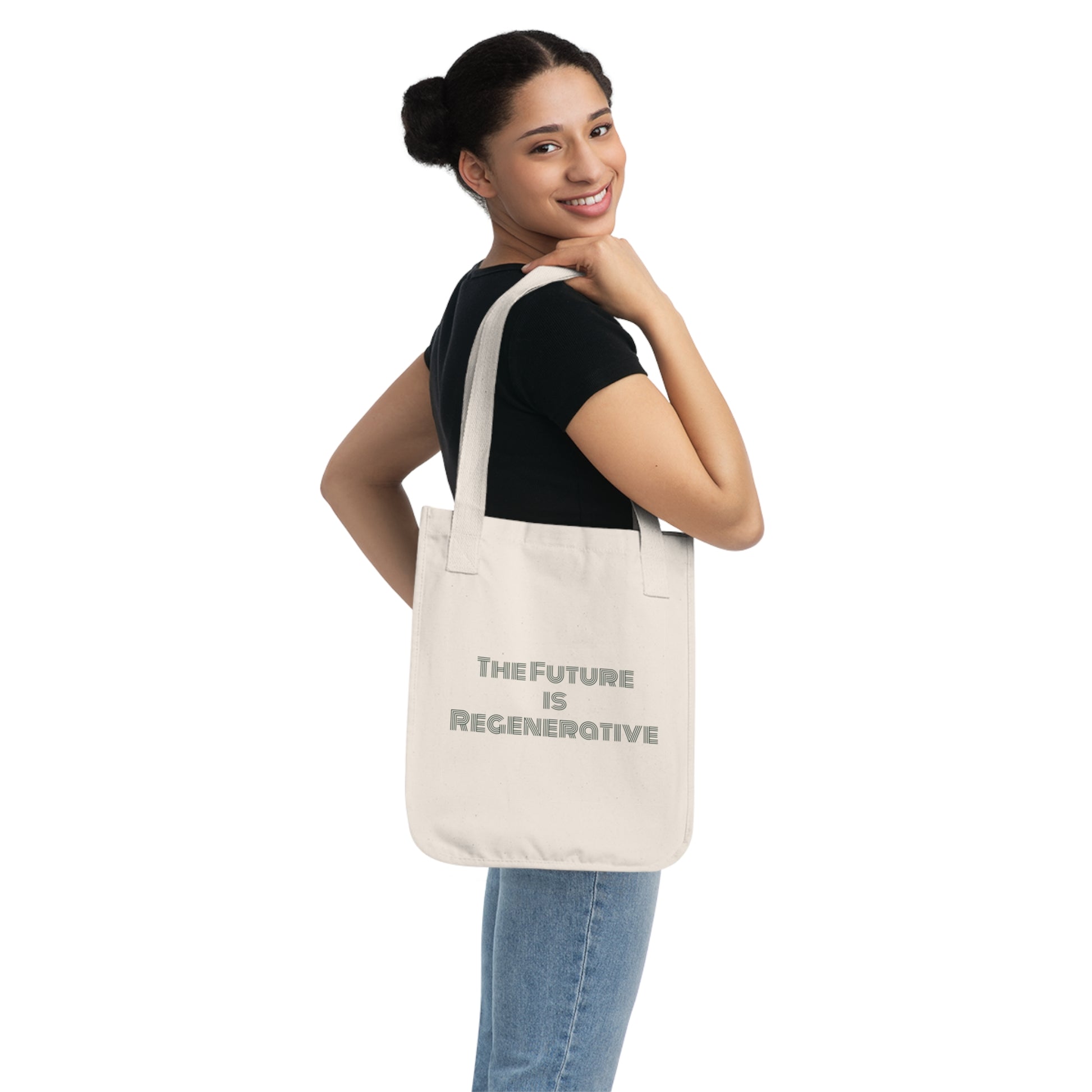 Eco - Friendly Organic Canvas Tote Bag - 'The Future is Regenerative' Design - Regenerative Marketplace