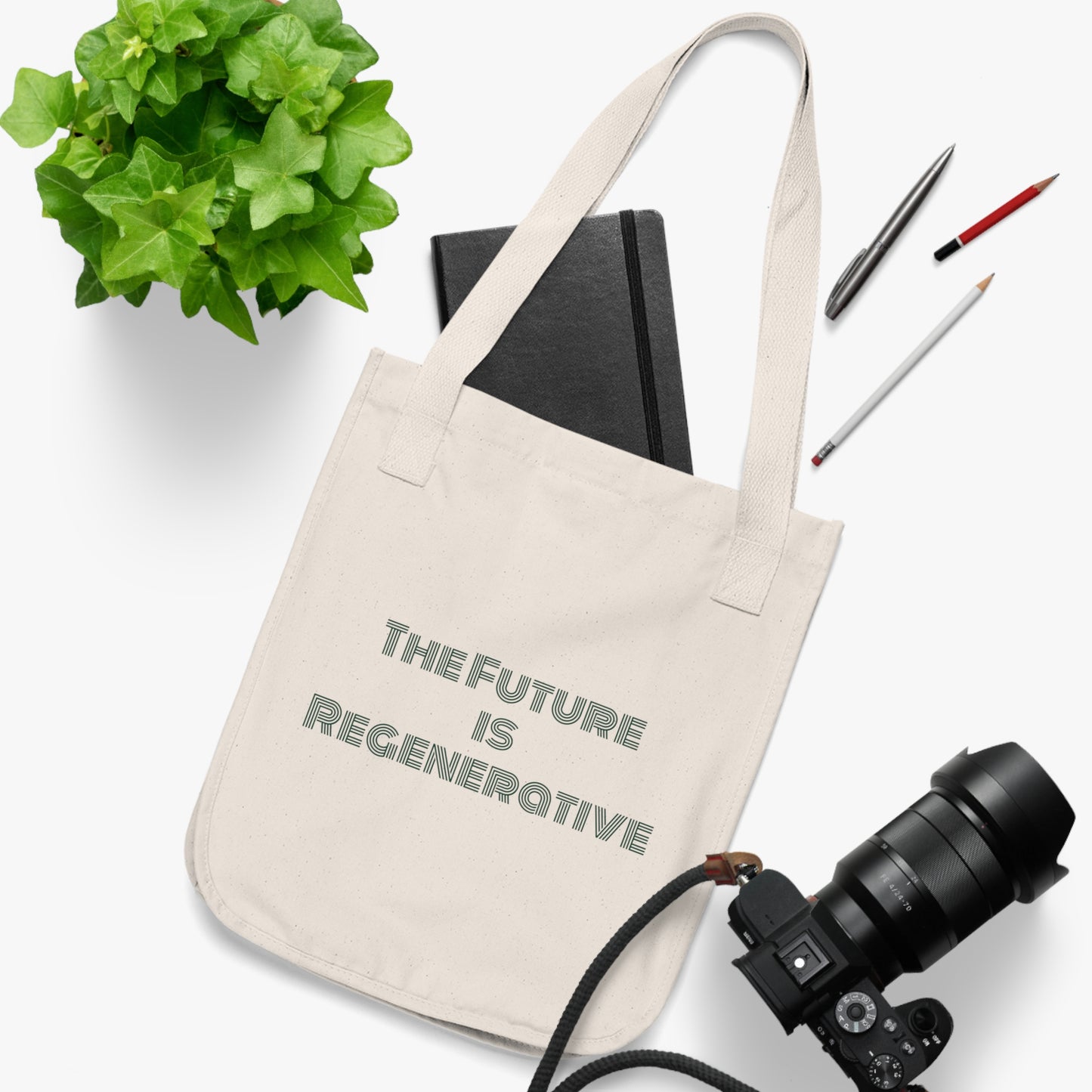 Eco - Friendly Organic Canvas Tote Bag - 'The Future is Regenerative' Design - Regenerative Marketplace