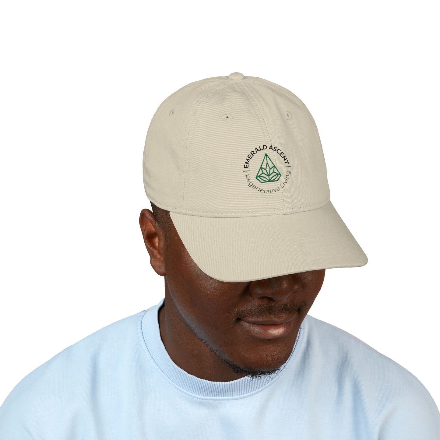 Eco - Friendly Baseball Cap | Emerald Ascent Embroidery | Regenerative Living Style - Regenerative Marketplace