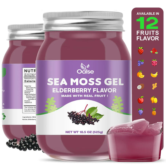 OALSE Sea Moss Gel Organic Dietary Supplement - Wildcrafted Irish Sea Moss Gel Elderberry for Overall Health and Immune Support18.5 Ounce Seamoss Gel - Regenerative Marketplace