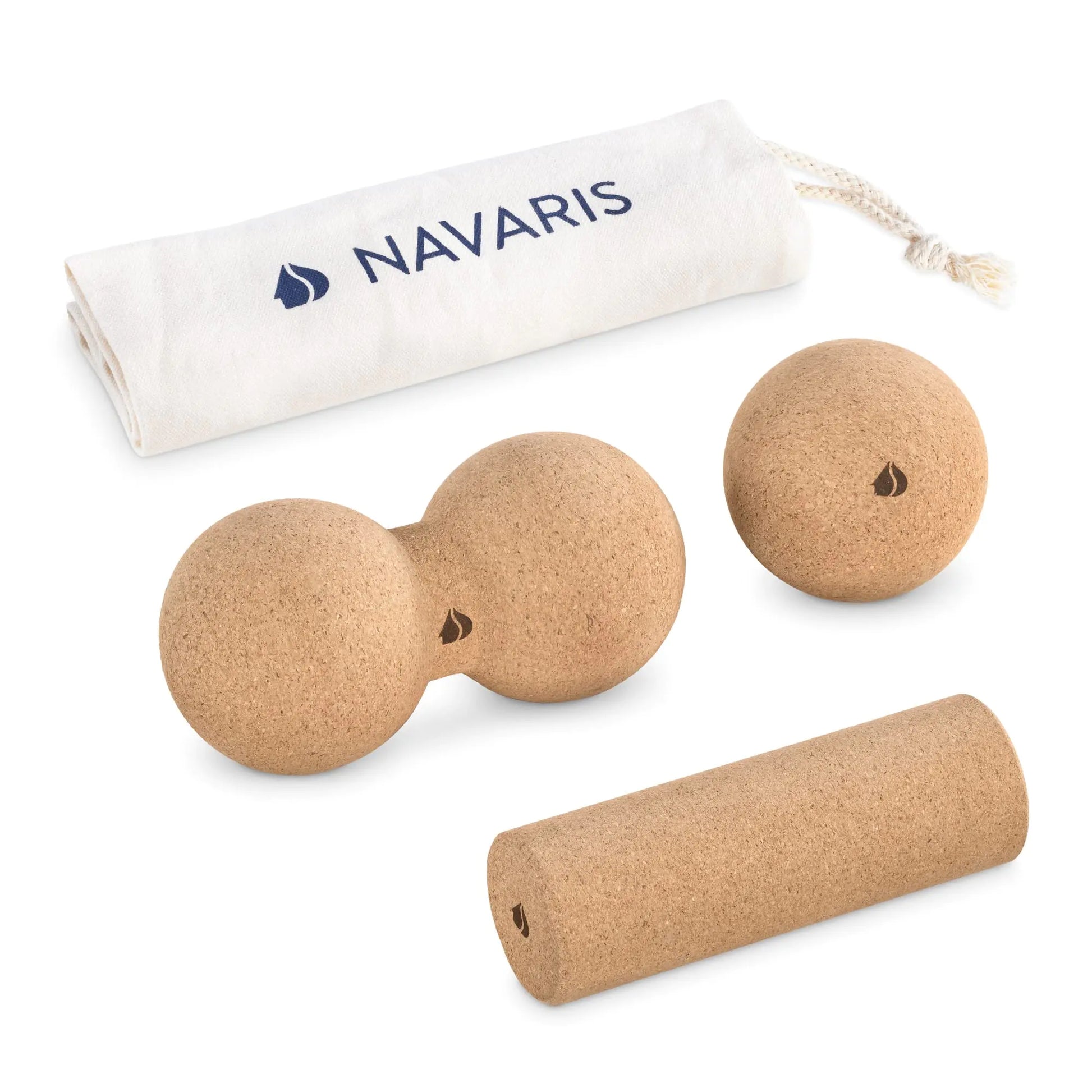 Navaris Cork Massage Roller Ball Set (3 Pieces) - Includes Cork Peanut Roller Cork Massage Ball Cork Mini Roller - Rollers for Back and Muscles - Regenerative Marketplace