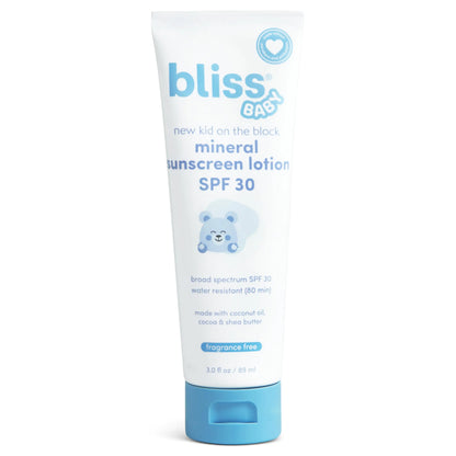 Bliss Baby Sunscreen For Kids & Adults Premium SPF 30 Mineral Lotion Natural Zinc Oxide Fragrance - Free Water Resistant Organic Shea Butter Organic Cocoa Butter Organic Aloe Vera - Vegan - Regenerative Marketplace