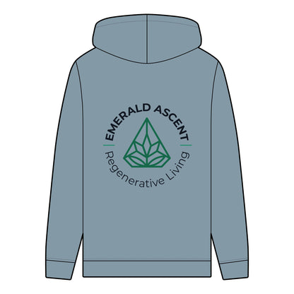 Men's Organic Hoodie - Emerald Ascent for Regenerative Living - Regenerative Marketplace