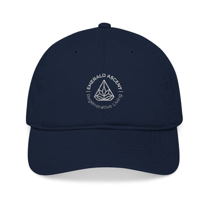 Eco - Friendly Baseball Cap with Embroidered 'Emerald Ascent' Design - Regenerative Marketplace