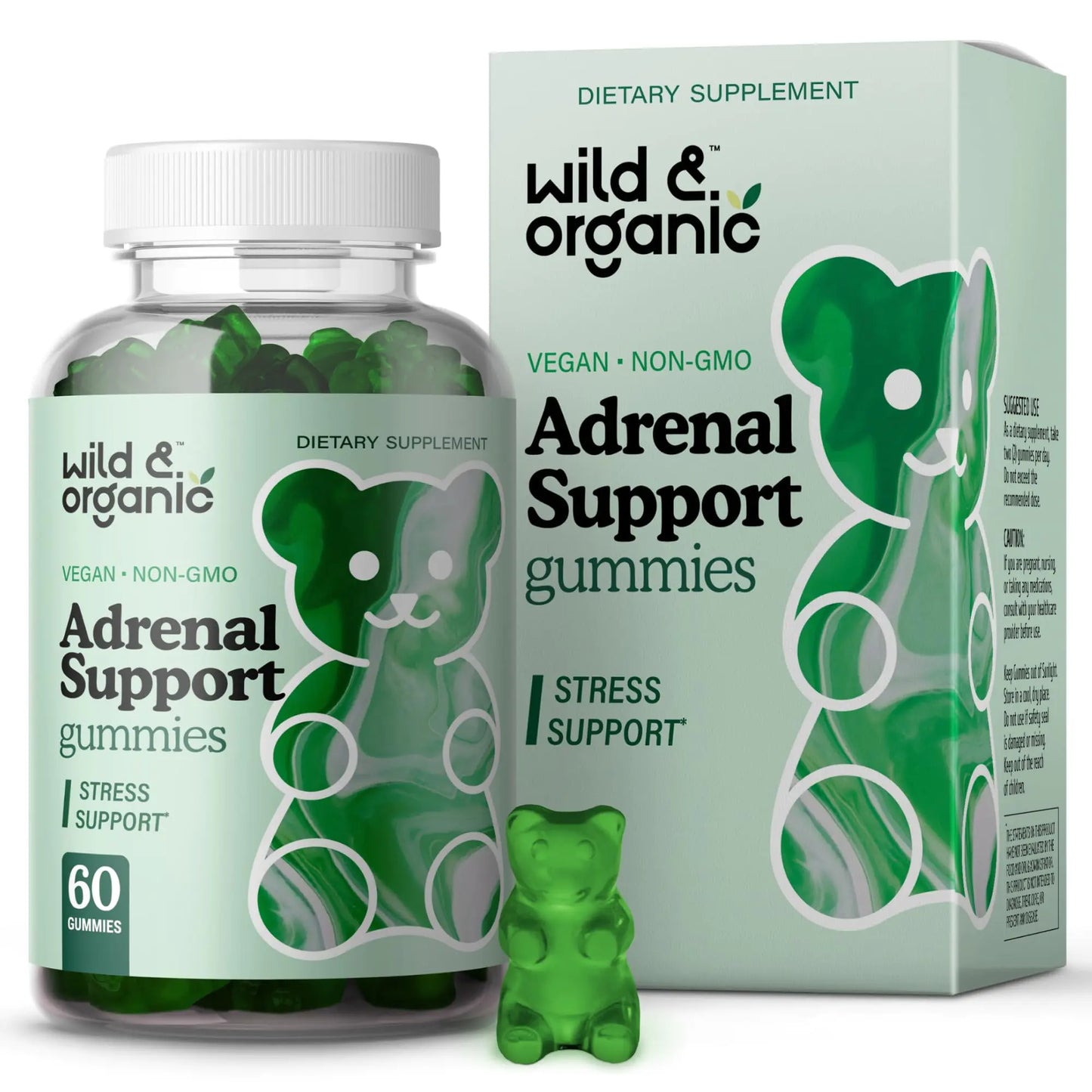Wild & Organic Adrenal Support Gummies - Pure Adrenal Support Supplements for Women and Men with Ashwagandha Root & Rhodiola Rosea - 60 Pectin - Based Chews - Regenerative Marketplace