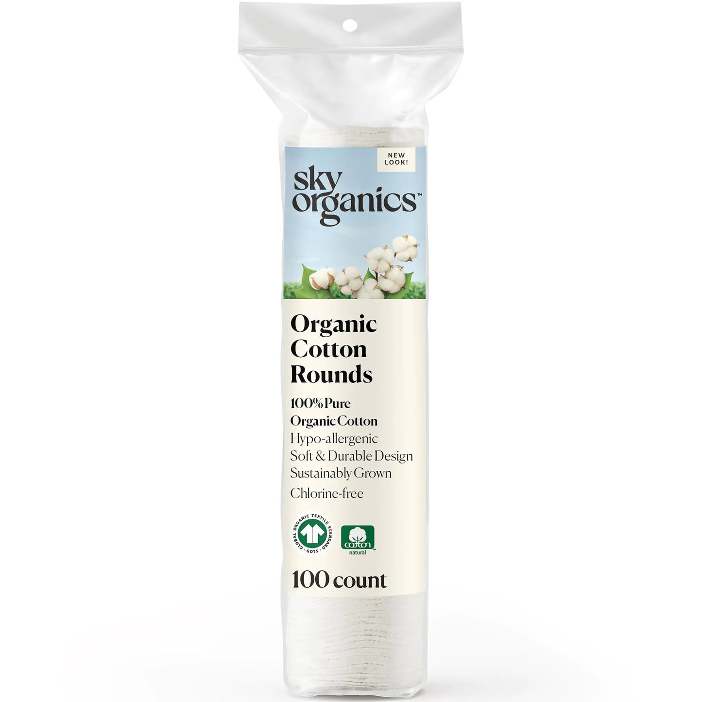 Sky Organics Organic Cotton Rounds for Sensitive Skin 100% Pure GOTS Certified Organic for Beauty & Personal Care 100 ct. w Ebook - Regenerative Marketplace