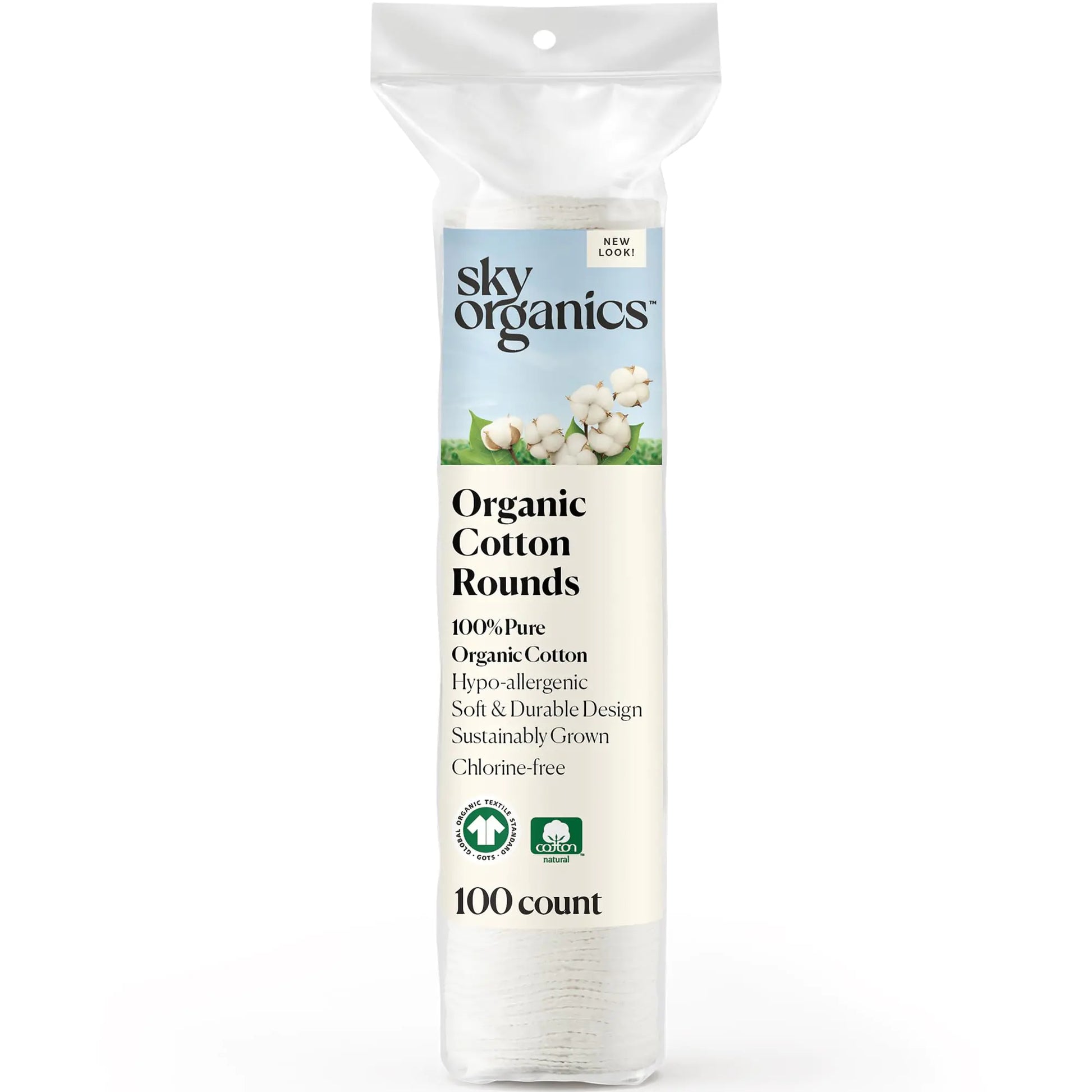 Sky Organics Organic Cotton Rounds for Sensitive Skin 100% Pure GOTS Certified Organic for Beauty & Personal Care 100 ct. w Ebook - Regenerative Marketplace