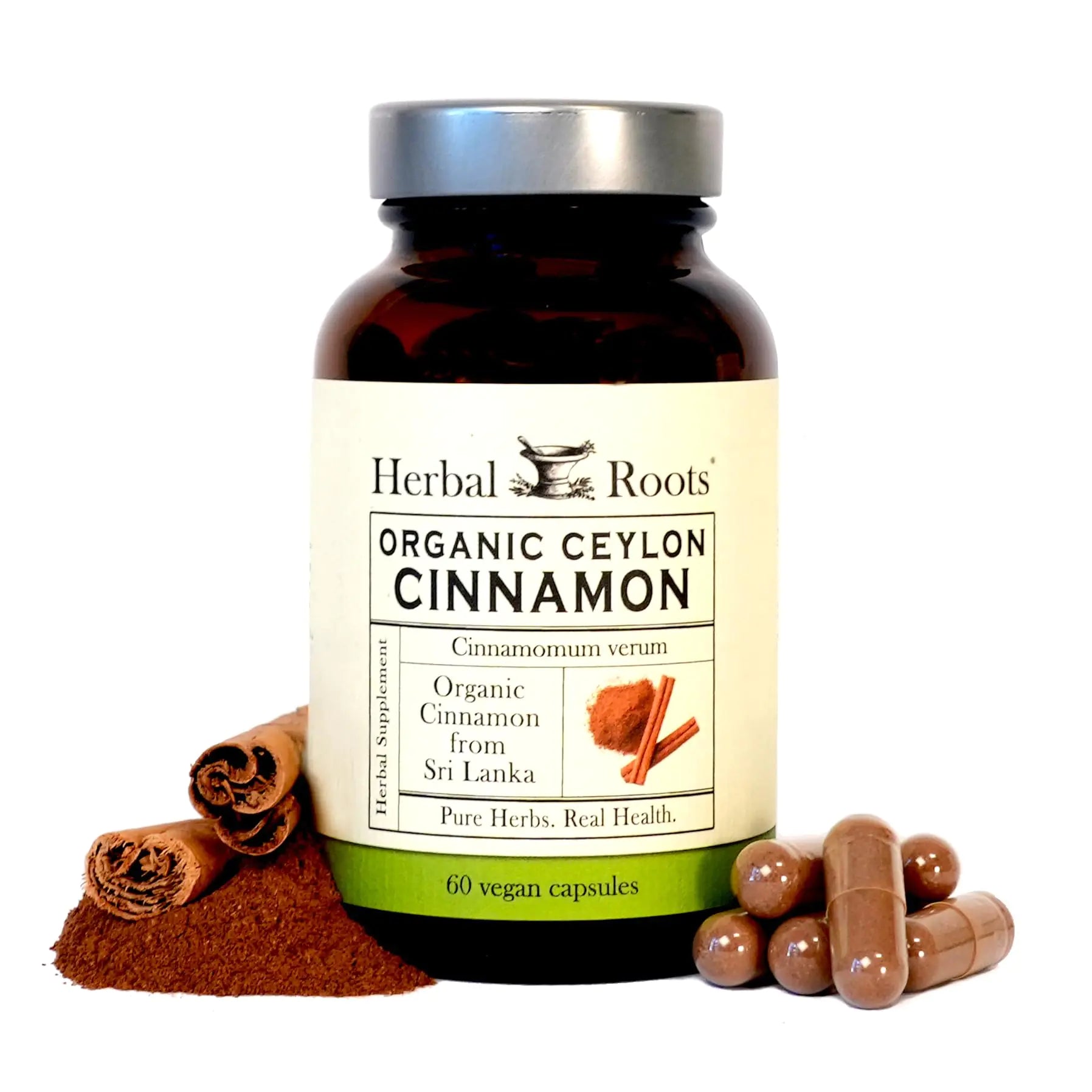 Herbal Roots Organic Ceylon Cinnamon Capsules | USDA Certified Organic - Non - GMO | 60 Organic Vegan Capsules - Regenerative Marketplace