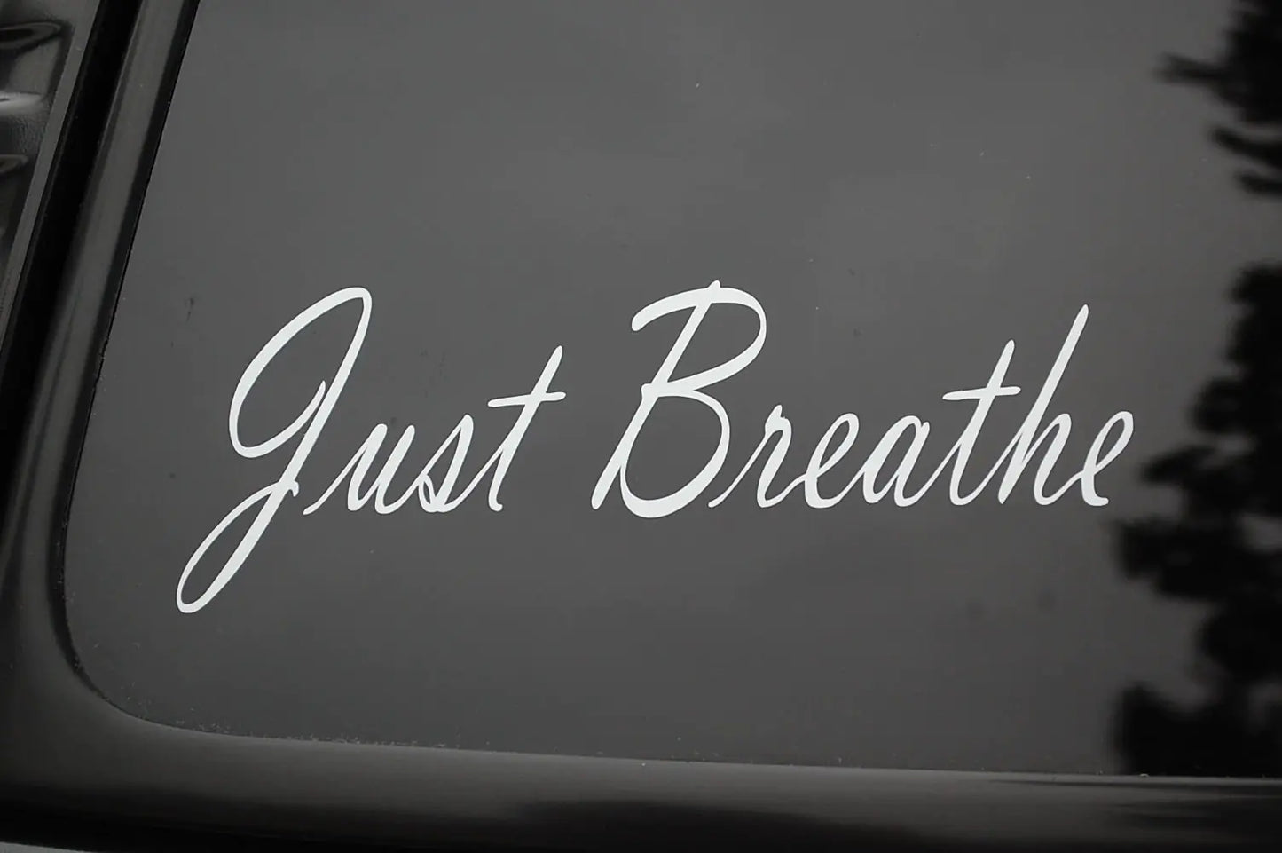 Just Breathe Vinyl Sticker Decal (V94) Wellness Inspiration Yoga Meditation (Blue)