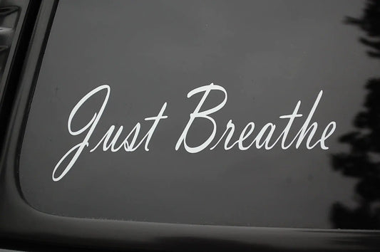 Just Breathe Vinyl Sticker Decal (V94) Wellness Inspiration Yoga Meditation (Blue)