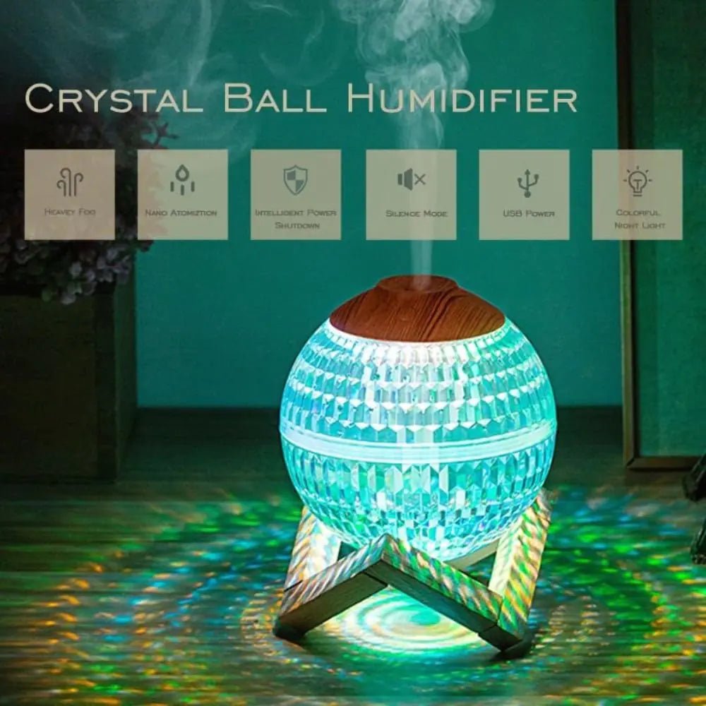 Crystal LED Aromatherapy Essential Oil Diffuser with Wooden Stand - Regenerative Marketplace