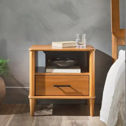 Transitional Solid Wood Spindle Nightstand Caramel - Regenerative Marketplace