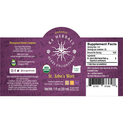 Ra Herbals Certified Organic St. John's Wort Tincture - Regenerative Marketplace