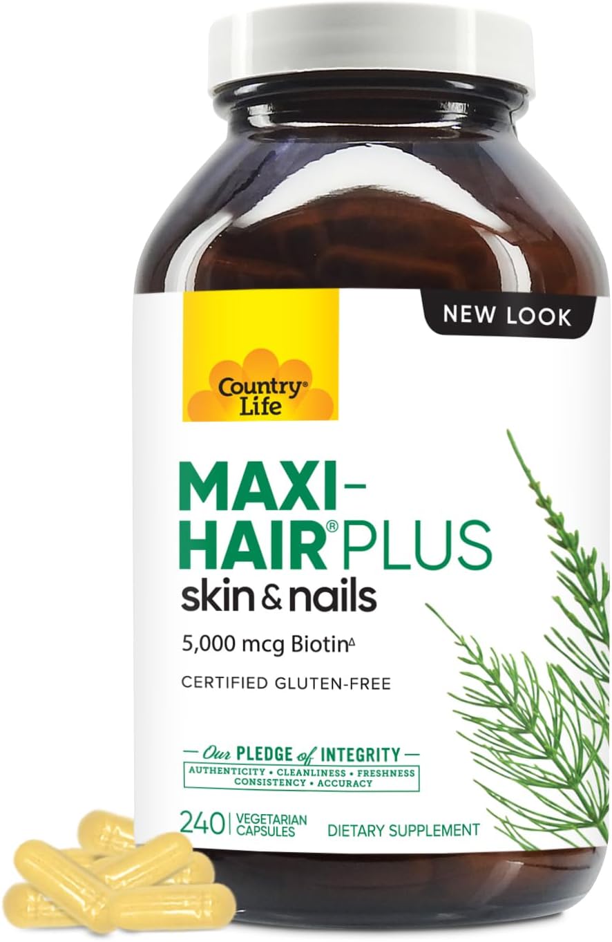 Country Life, Maxi - Hair Plus Biotin, Supports Healthy Hair, Skin and Nails, Daily Supplement, 240 ct - Regenerative Marketplace