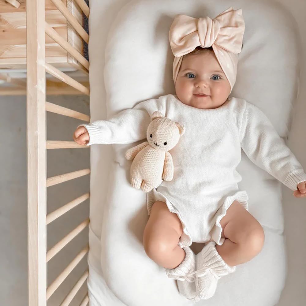 2 Pairs Baby Booties 100% Cotton Knitted Newborn First Cozy Warm Crib Shoes for Toddler Infant Boy Girl Babys Shower Gift - Regenerative Marketplace