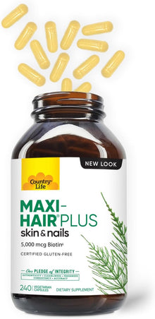 Country Life, Maxi - Hair Plus Biotin, Supports Healthy Hair, Skin and Nails, Daily Supplement, 240 ct - Regenerative Marketplace