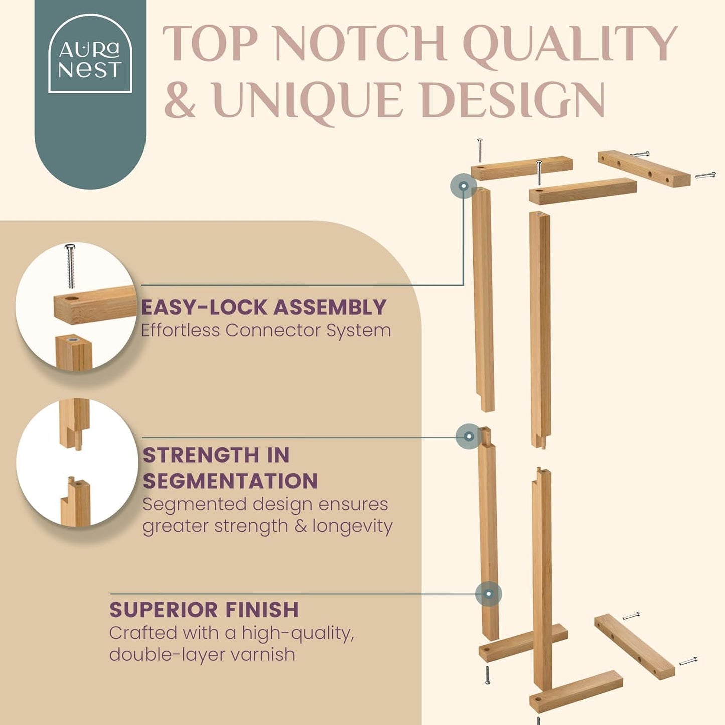 Bamboo Towel Racks - Vertical Wood Towel Rack Bamboo Bathroom Accessories, Storage, Wall Towel Rack for Rolled Towels for Bathroom Furniture, Spa Furniture and Decor - Regenerative Marketplace