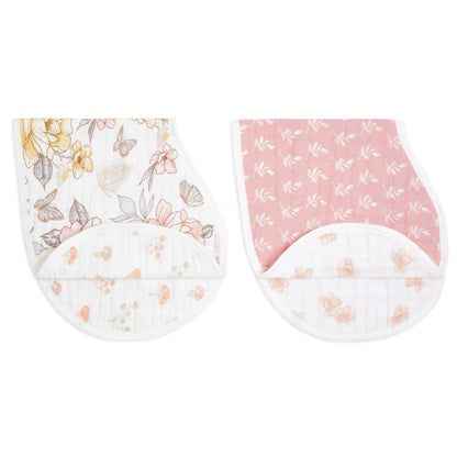 aden + anais 100% Organic Cotton Muslin Burpy Bib – Multi - Use, Absorbent 4 - Layer Burp Cloth & Full - Coverage Snap - Closure Baby Bib, Lap - Shoulder Drool Cloth, 22.5” X 11”, 2 - Pack, Mother Earth - Regenerative Marketplace
