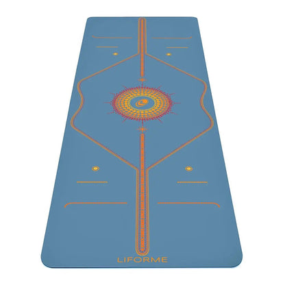 Liforme Printed Yoga Mat Collection - Free Yoga Bag Included - Patented Alignment System Warrior - like Grip Non - Slip Eco - friendly Sweat - resistant Long Wide and Thick for Comfort (Radiant Sun - Blue) - Regenerative Marketplace