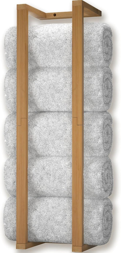 Bamboo Towel Racks - Vertical Wood Towel Rack Bamboo Bathroom Accessories, Storage, Wall Towel Rack for Rolled Towels for Bathroom Furniture, Spa Furniture and Decor - Regenerative Marketplace