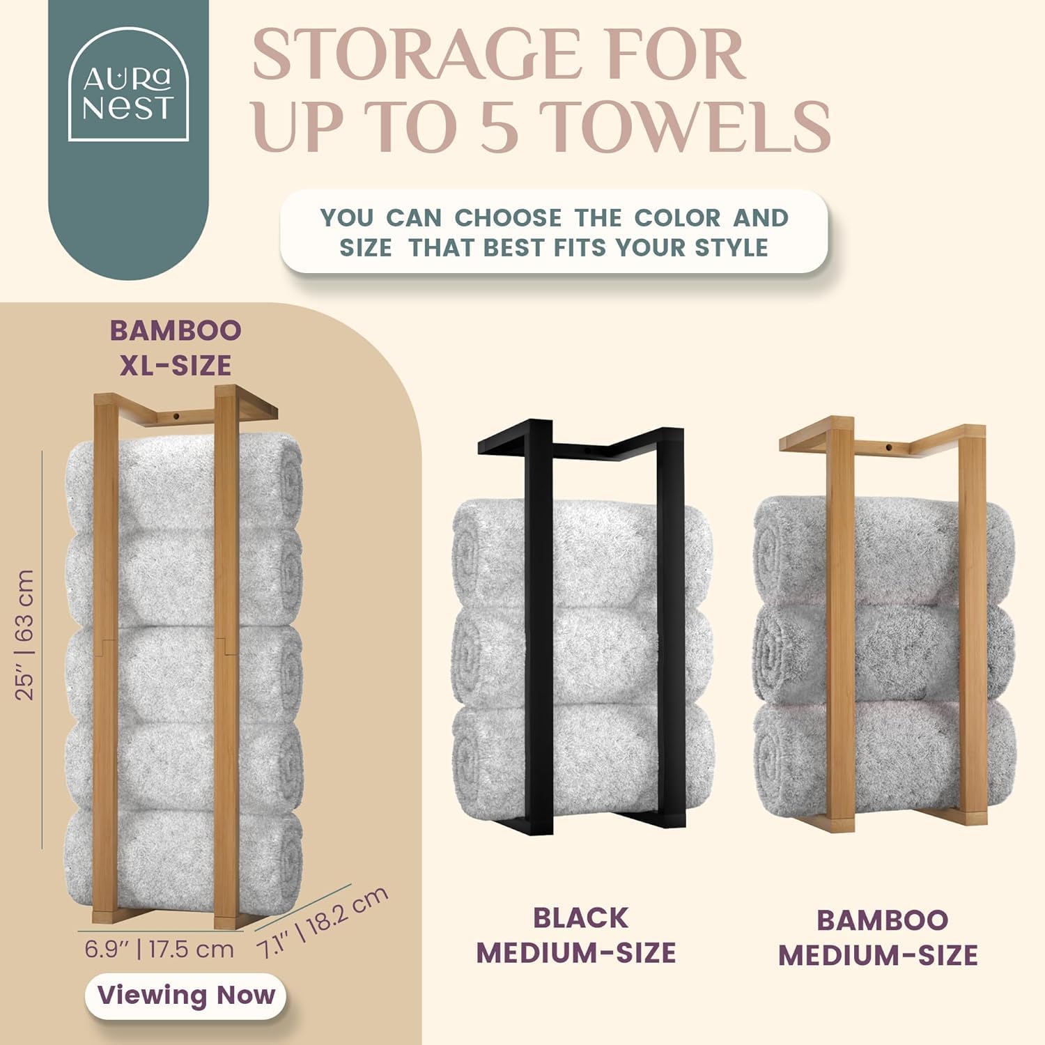 Bamboo Towel Racks - Vertical Wood Towel Rack Bamboo Bathroom Accessories, Storage, Wall Towel Rack for Rolled Towels for Bathroom Furniture, Spa Furniture and Decor - Regenerative Marketplace