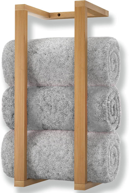 Bamboo Towel Racks - Vertical Wood Towel Rack Bamboo Bathroom Accessories, Storage, Wall Towel Rack for Rolled Towels for Bathroom Furniture, Spa Furniture and Decor - Regenerative Marketplace