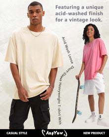 Mens Oversized T Shirts Vintage Cotton Acid Wash Heavyweight Loose Fit Tees Shirts Unisex Basic Tops for Men Women - Regenerative Marketplace