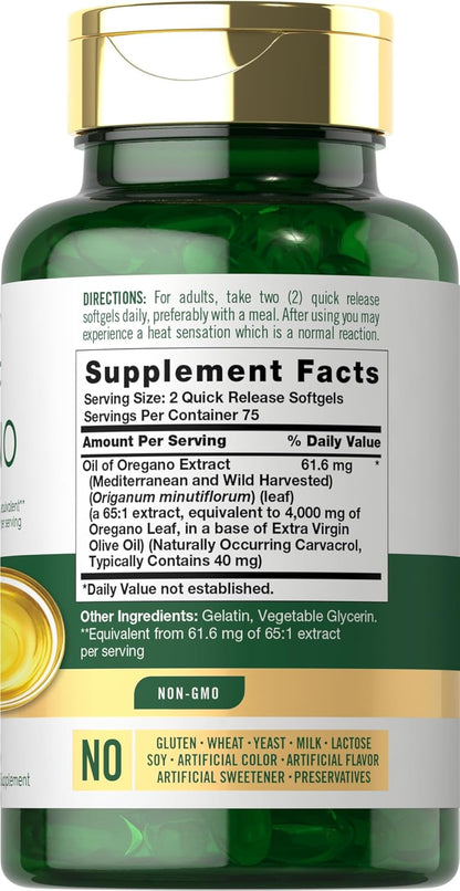 Carlyle Oregano Oil 4000mg Supplement | 150 Softgel Capsules | Contains Carvacrol | Non - GMO & Gluten Free Formula - Regenerative Marketplace