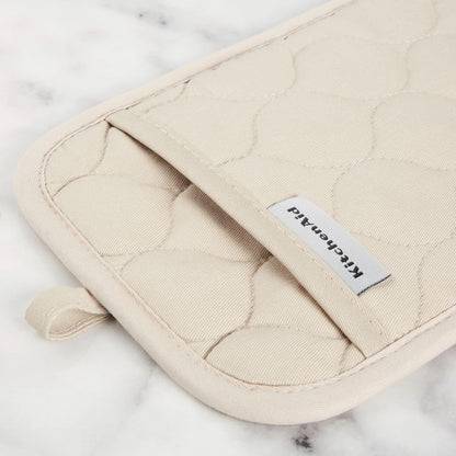 KITCHENAID Quilted Cotton Terry Cloth Oven Mitt, Pot Holder, Kitchen Towel 4 - Pack Set, Heat Resistant, Silicone Grip, 16"x26", 7"x13" & 7"x10", Milkshake - Regenerative Marketplace
