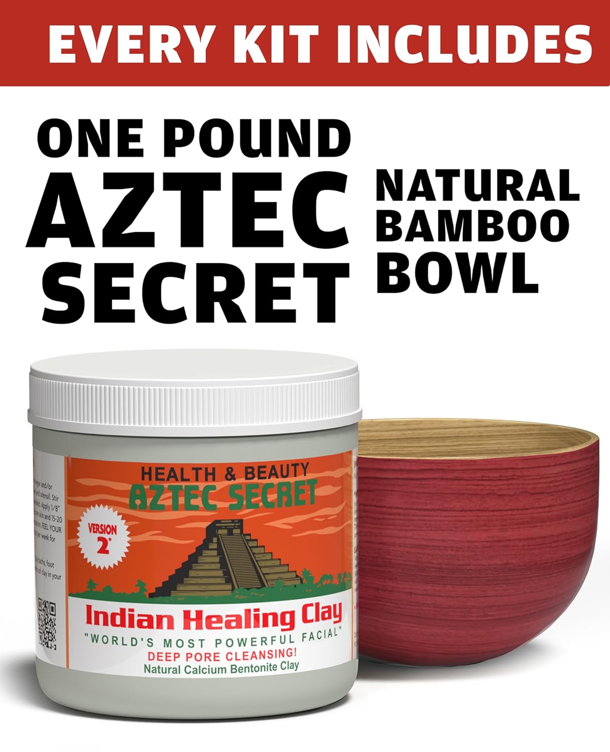 Aztec Secret Essential Indian Clay Mask Kit by Etana – 100% Natural Calcium Bentonite for Deep Pore Cleansing - Facial, Hair & Body Detox Set With Accessories - Regenerative Marketplace
