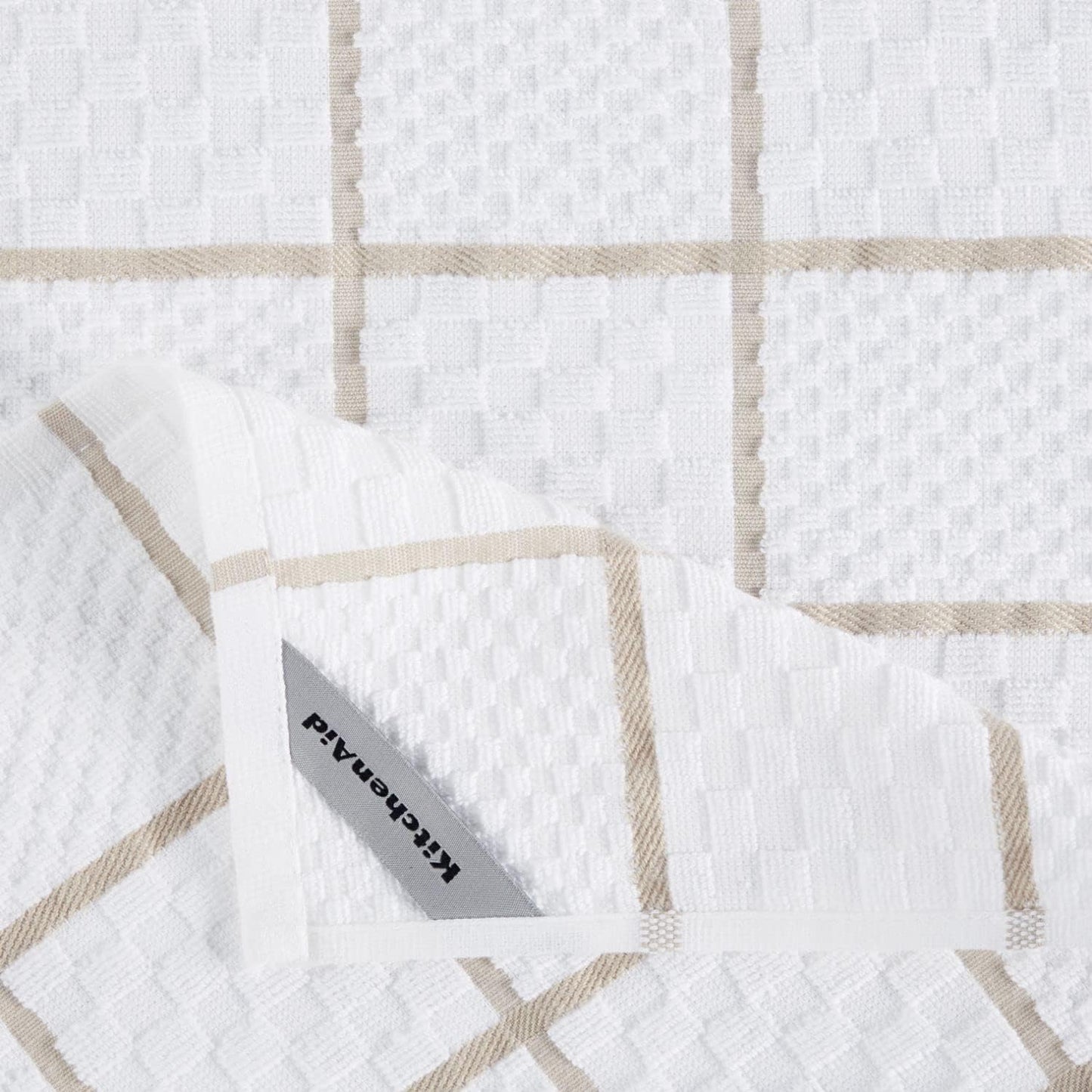 KITCHENAID Quilted Cotton Terry Cloth Oven Mitt, Pot Holder, Kitchen Towel 4 - Pack Set, Heat Resistant, Silicone Grip, 16"x26", 7"x13" & 7"x10", Milkshake - Regenerative Marketplace