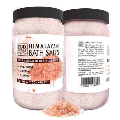 Dead Sea Collection Himalayan Bath Salts – Pure Dead Sea Minerals and Himalayan Pink Salt - Nourishing Soothing and Relaxing Skin and Muscle – 34.2 Oz - Regenerative Marketplace