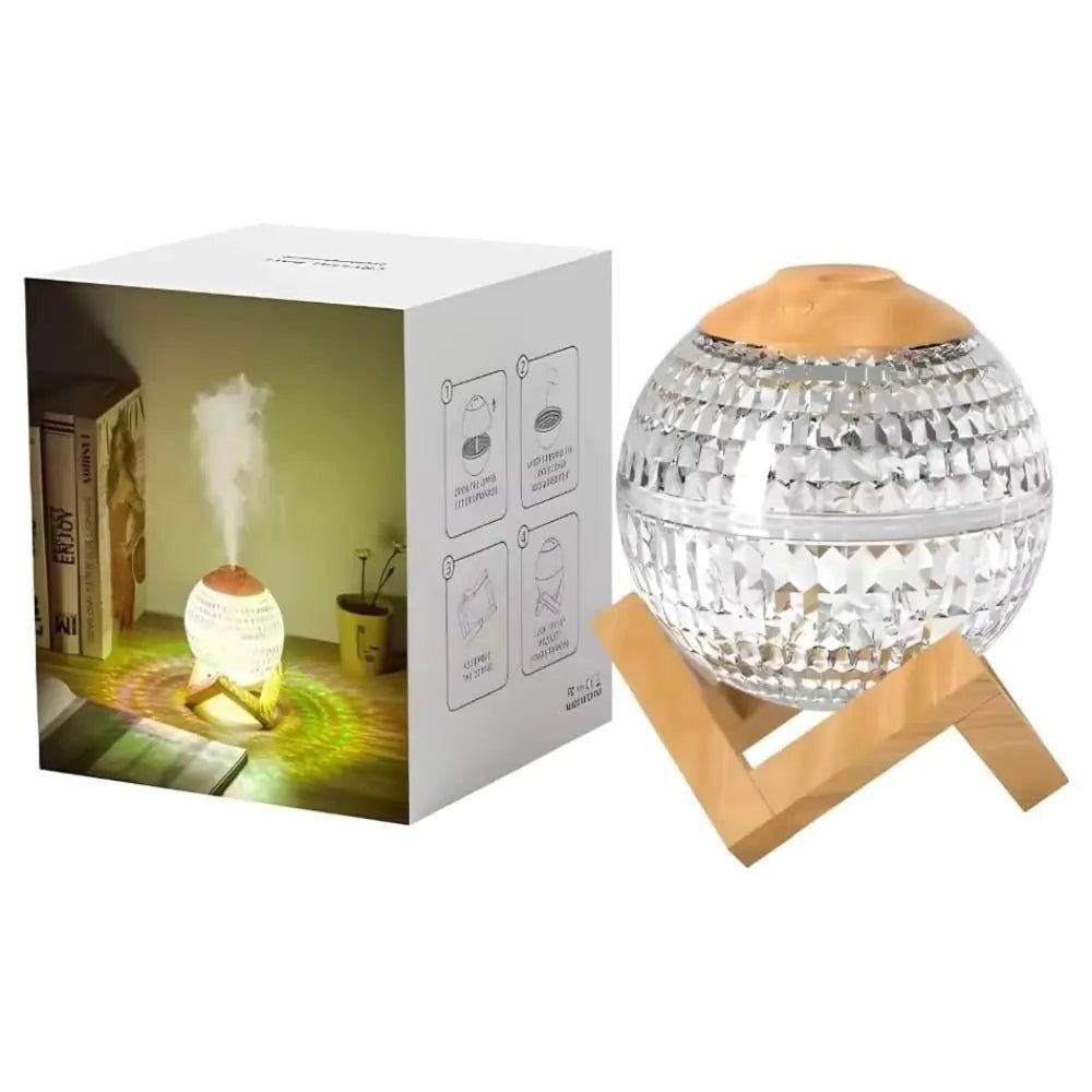 Crystal LED Aromatherapy Essential Oil Diffuser with Wooden Stand - Regenerative Marketplace