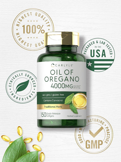 Carlyle Oregano Oil 4000mg Supplement | 150 Softgel Capsules | Contains Carvacrol | Non - GMO & Gluten Free Formula - Regenerative Marketplace