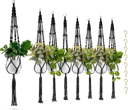 Sorbus Macrame Plant Hanger (6 Pack) Indoor Outdoor Hanging Plant Pots Cotton Rope, Elegant for Home, Patio, Garden (Brown) - Regenerative Marketplace