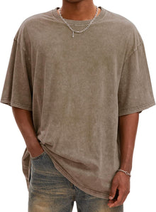Mens Oversized T Shirts Vintage Cotton Acid Wash Heavyweight Loose Fit Tees Shirts Unisex Basic Tops for Men Women - Regenerative Marketplace