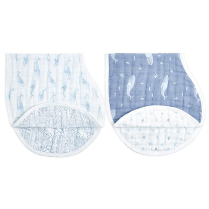 aden + anais 100% Organic Cotton Muslin Burpy Bib – Multi - Use, Absorbent 4 - Layer Burp Cloth & Full - Coverage Snap - Closure Baby Bib, Lap - Shoulder Drool Cloth, 22.5” X 11”, 2 - Pack, Mother Earth - Regenerative Marketplace